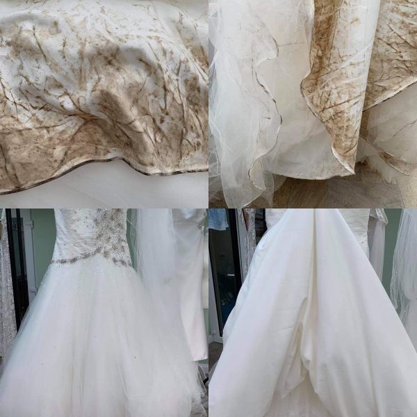 wedding dress cleaning before and after