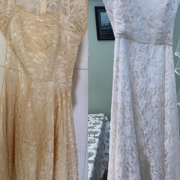 wedding dress cleaning before and after
